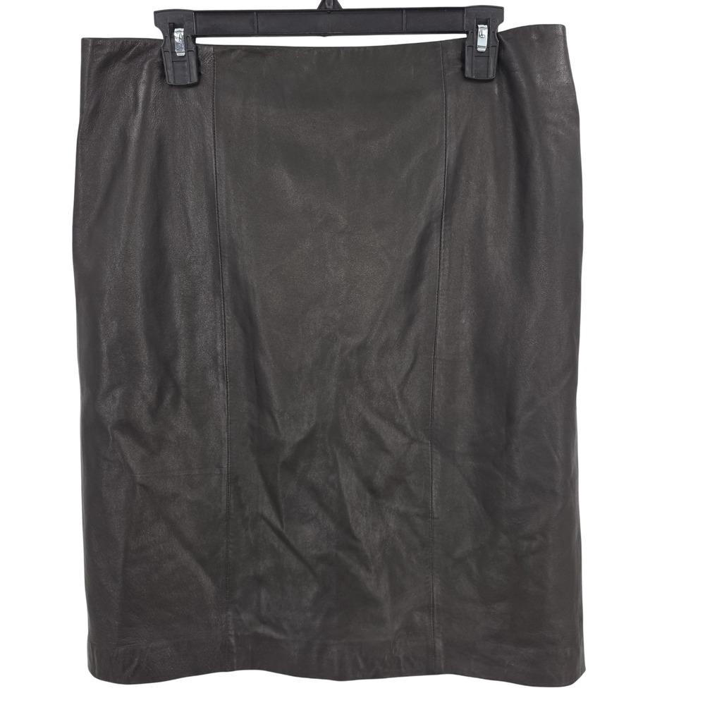 Talbots Skirt Women 10 Black Leather Pencil Knee Length Lined Office Siren Work